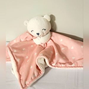 Carter's Just One You Pink White Hearts Teddy Bear Lovey Security Blanket 14".
